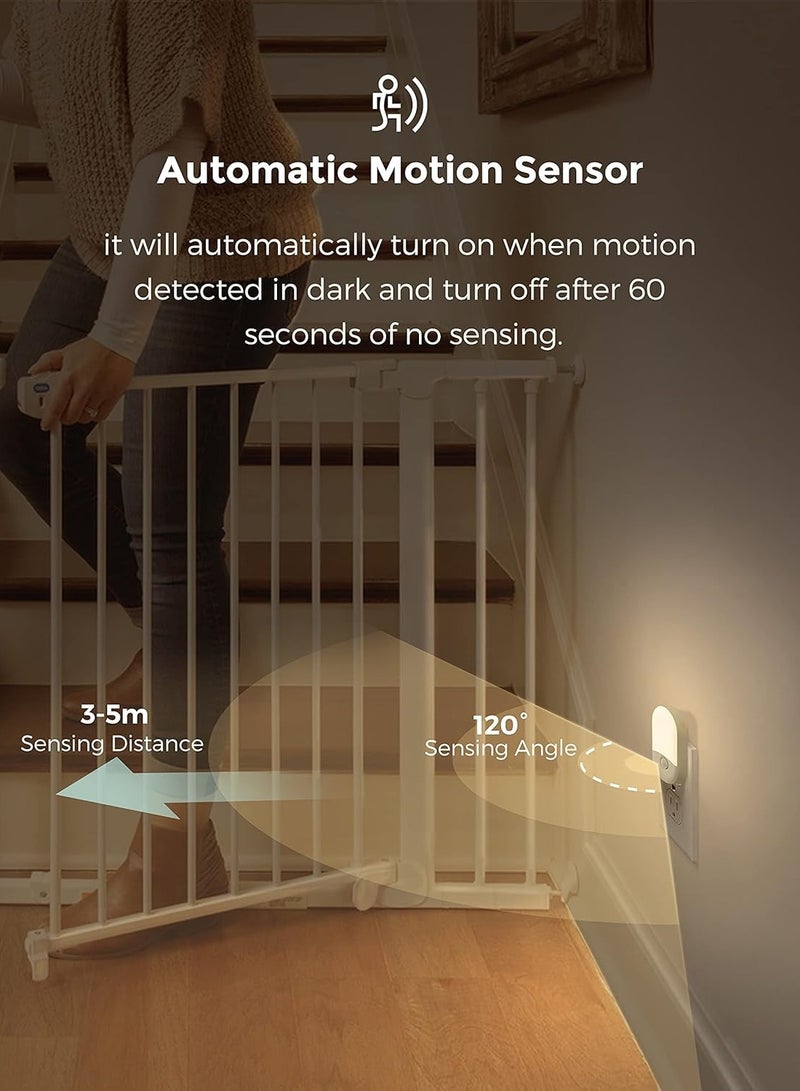 Necomi Wall Mounted Night Light, 2 Pieces LED Dimmable Night Light with Light Sensor, Soft Warm Light 3000K Automatic Night Light for Kids, Corridor - Image 4