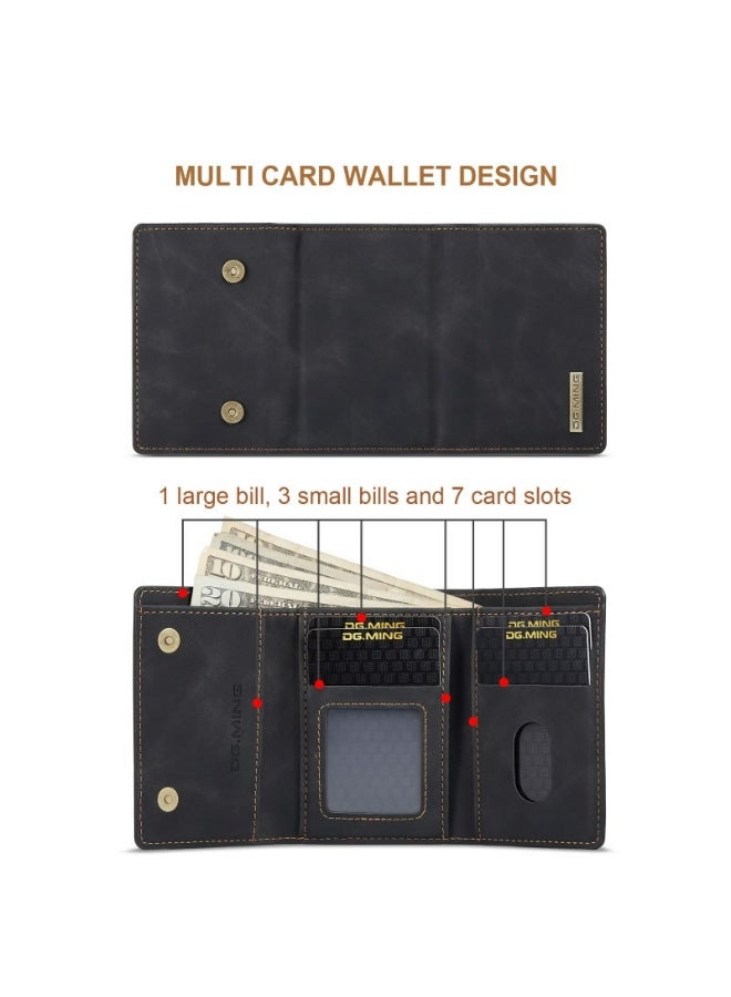 Dg Ming Leather Wallet Phone Cases Compatible with iPhone 17 Pro Max Case with Card Holder Men 6.9" 2 in 1 Detachable Back Cover (Black, IP 17 Pro Max) - Image 4