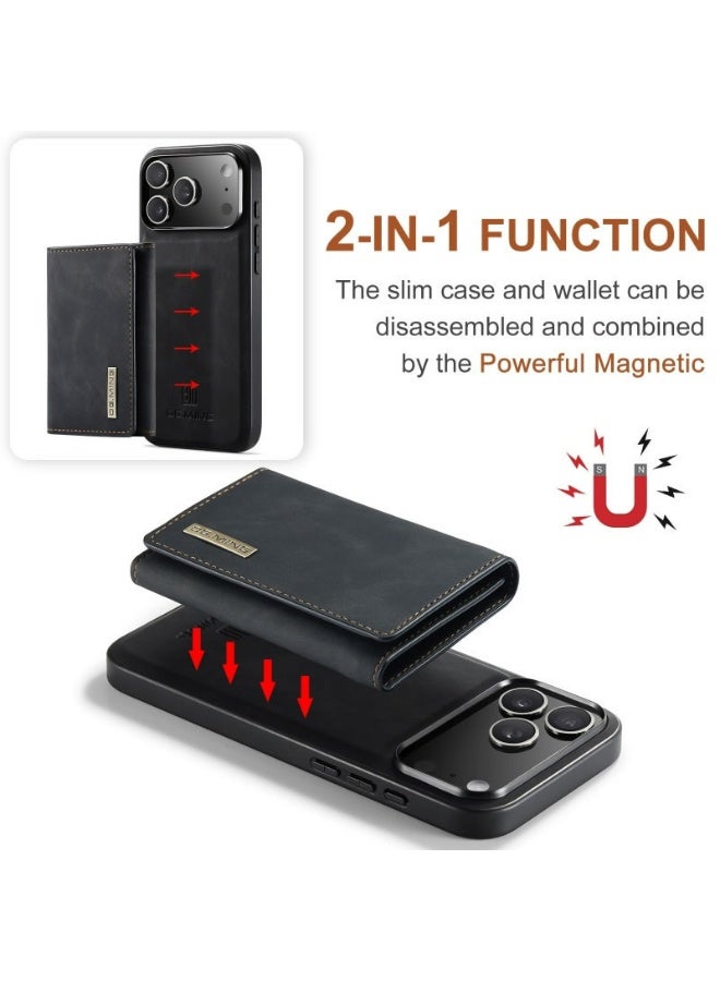 Dg Ming Leather Wallet Phone Cases Compatible with iPhone 17 Pro Max Case with Card Holder Men 6.9" 2 in 1 Detachable Back Cover (Black, IP 17 Pro Max) - Image 5