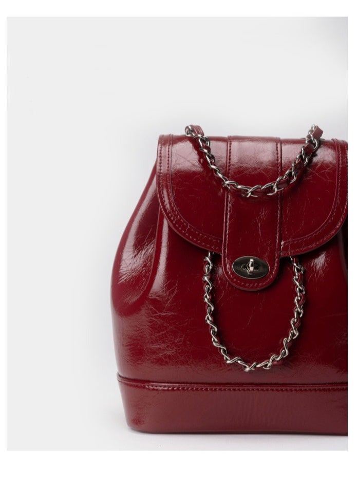 Generic Xiaoxiangfeng Women's Korean Leather Chain Backpack Flap Buckle Design For Large Capacity Handbag Fashionable And Versatile Diamond Grid Chain Exquisite Backpack  - Image 5