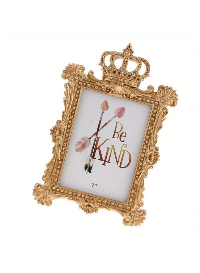 Golden Golden Crown Resin Photo Frame Baroque Luxury Vertical Desktop Decor With Ornate Carvings 7 Inch Rectangle Frame For Home And Office Display Elegant Home Decor Intricate Carving Detail Tabletop Display Detailed Craftsmanship Gift Shoppers - Image 4