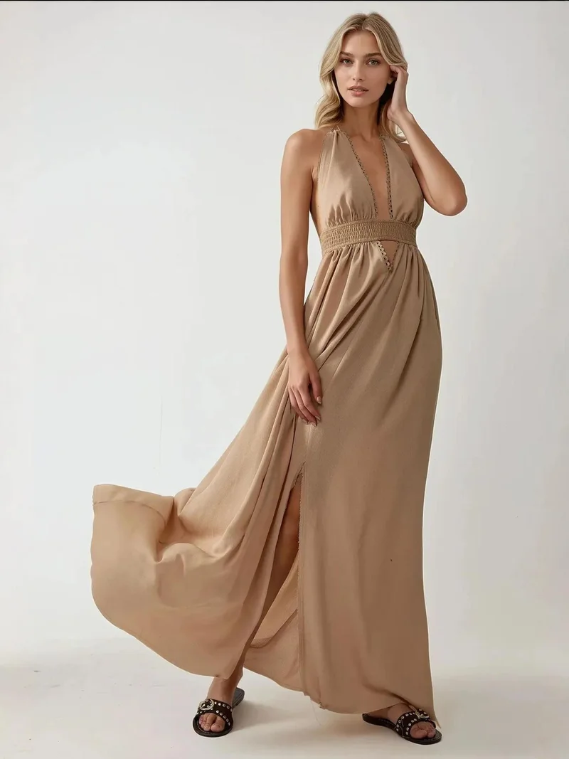 HICCUP V-Neck A-Line Maxi Dress
