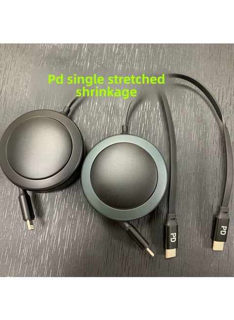 One-to-three Retractable Fast Charging Data Cable For Apple Type-c Android Single-pull Three-in-one Mobile Phone Charging Cable-Color:Gray Black-Model:XD-S022P