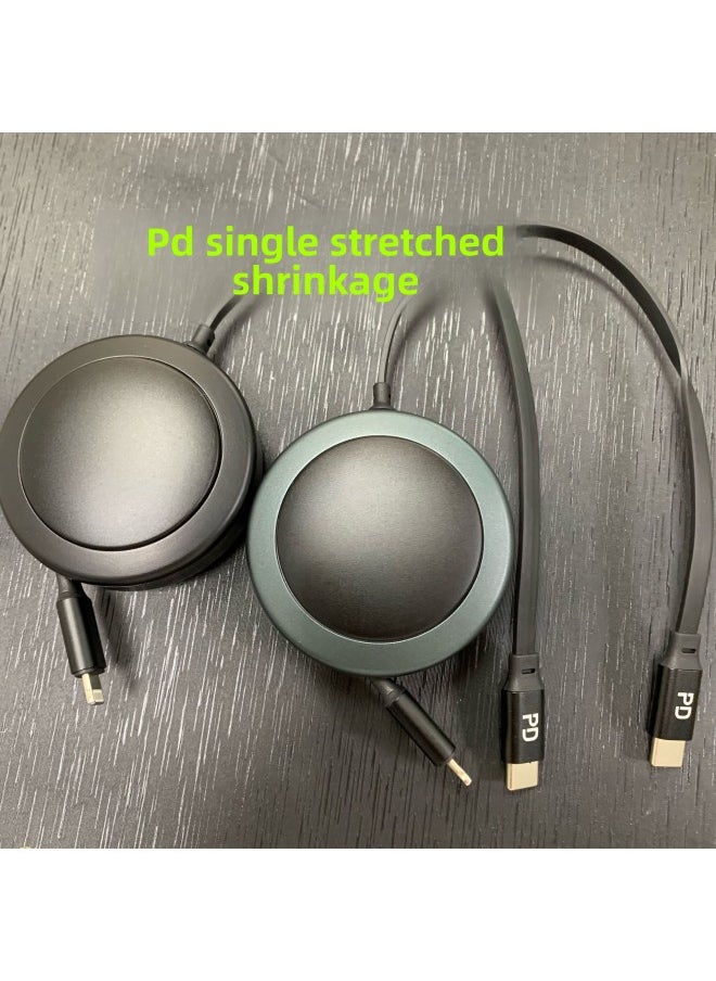 Generic - One-to-three Retractable Fast Charging Data Cable For Apple Type-c Android Single-pull Three-in-one Mobile Phone Charging Cable-Color:Gray Black-Model:XD-S022P - Image 1