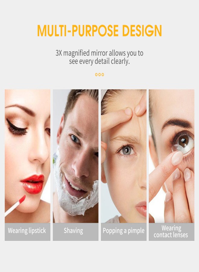 6in Wall Mounted 360° Rotatable Makeup Mirror 1X/3X Dual Sided Silver Coated Mirror with Foldable Arm, Silver Requires Drilling Holes - Image 3