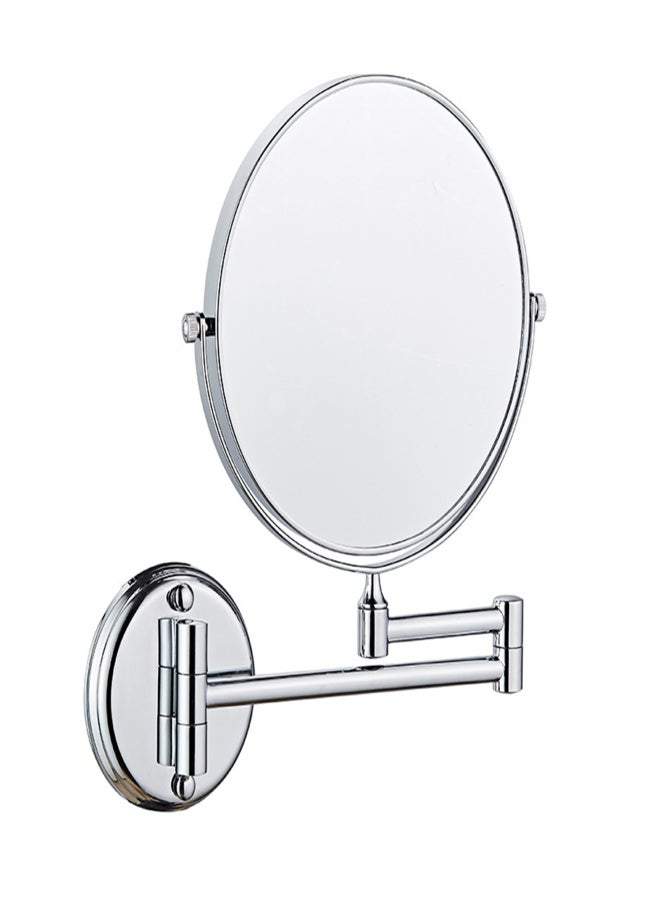 6in Wall Mounted 360° Rotatable Makeup Mirror 1X/3X Dual Sided Silver Coated Mirror with Foldable Arm, Silver Requires Drilling Holes - Image 1