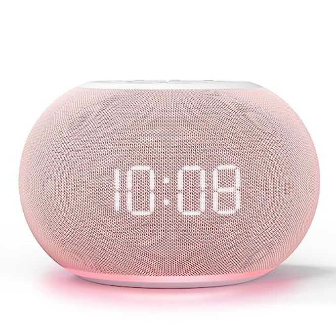 REACHER Auto Dimmable Sound Machine Alarm Clock with Night Lights, 20 Soothing Sounds, Sleep Timer, Precise Volume Control, Cute White Noise Soother for Girls, Kids, Bedrooms, Office - Image 1