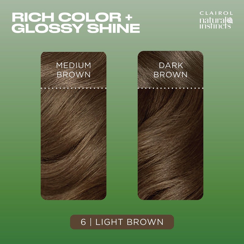 Clairol Natural Instincts Demi-Permanent Hair Color, 6 Light Brown Hair Color, Pack of 1 - Image 4