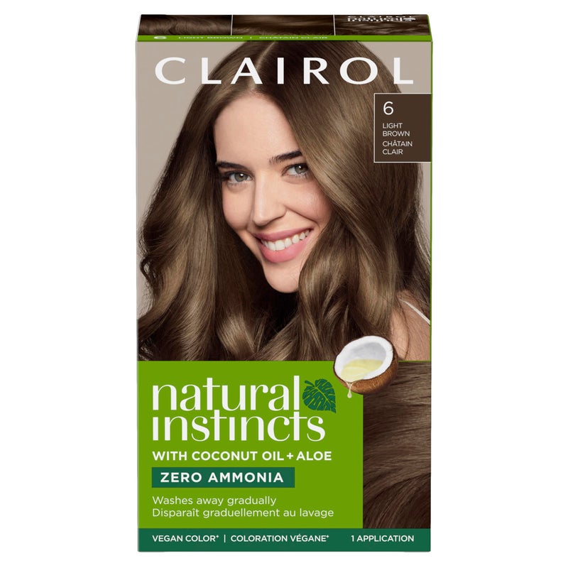 Clairol Natural Instincts Demi-Permanent Hair Color, 6 Light Brown Hair Color, Pack of 1 - Image 1