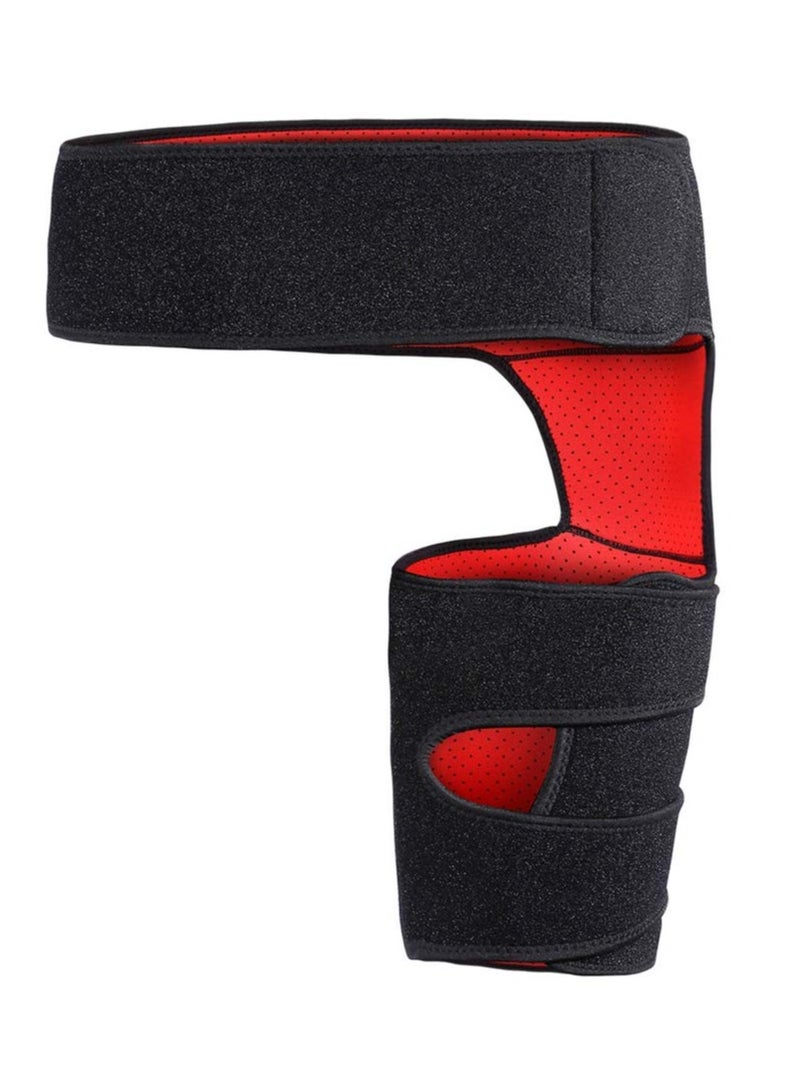 SOLARAE Groin Wrap Black Adjustable Support For Hip Brace Thigh Support Pain Relief Strain Neoprene - Image 1