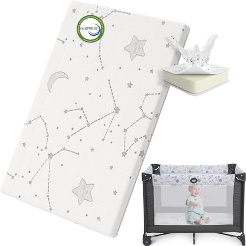YENING Pack and Play Mattress Topper Baby Pack N Play Mattresses for Playpen and Playard with Washable Cover 38"x26"x1", 1 Pack Firm Foam - Image 1