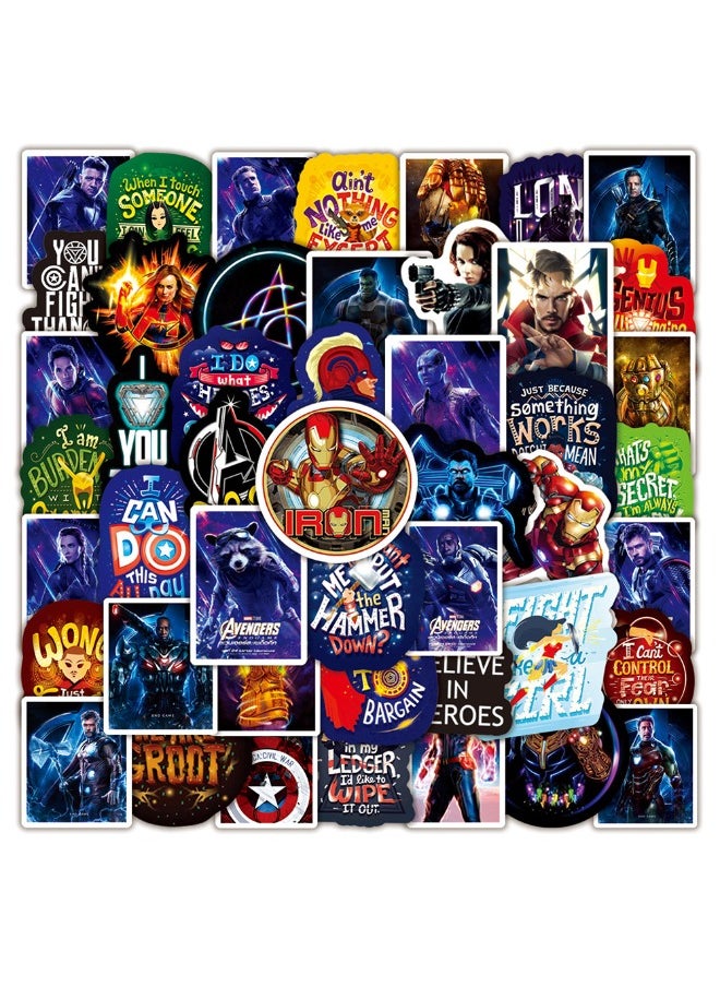 AVENGERS 50-Piece Avengers Superheroes Waterproof Stickers, HD Fine Color Printing, Vinyl Waterproof Stickers for Laptop,Skateboard, Water Bottles,Computer,Phone,Guitar, Stickers for Kids Teens Adult  - Image 1