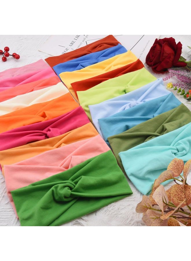 FEQO 18-Piece Twist Headbands for Women - Non-Slip Wide Headbands with Elastic Fabric - Colorful Turban Head Wraps for Workout, Sport, Yoga  - Image 4