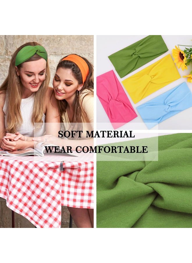 FEQO 18-Piece Twist Headbands for Women - Non-Slip Wide Headbands with Elastic Fabric - Colorful Turban Head Wraps for Workout, Sport, Yoga  - Image 3