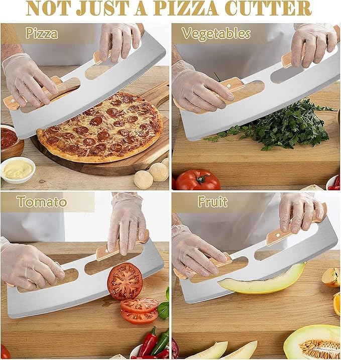 ONTRIP ONTRIP 14 Pizza Cutter Rocker Blade Ultra Sharp Stainless Steel Rocking Pizza Knife with Wooden Handle Protective Cover Professional Nonstick Pizza Slicer for Kitchen Pizzas Bread More - Image 5