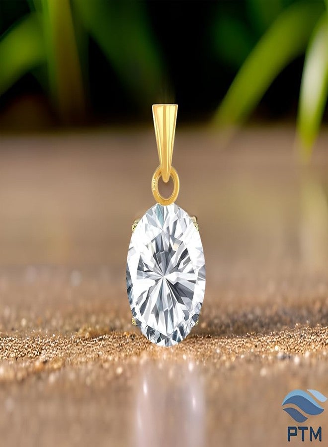 Ptm American Diamond/Zircon 6.25 Ratti or 5.5 Carat Certified Astrological Gemstone Panchdhatu/5 Metals 22k Gold Plated pendant for Men & Women -nvdhp2625 - Image 2