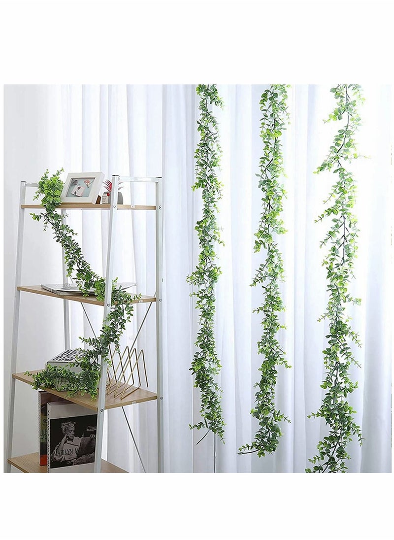 2 Pack Faux Eucalyptus Garland 6Ft/Pack Artificial Vines Greenery UV Protected Indoor Outdoor for Wedding Table Runner Doorways Decoration