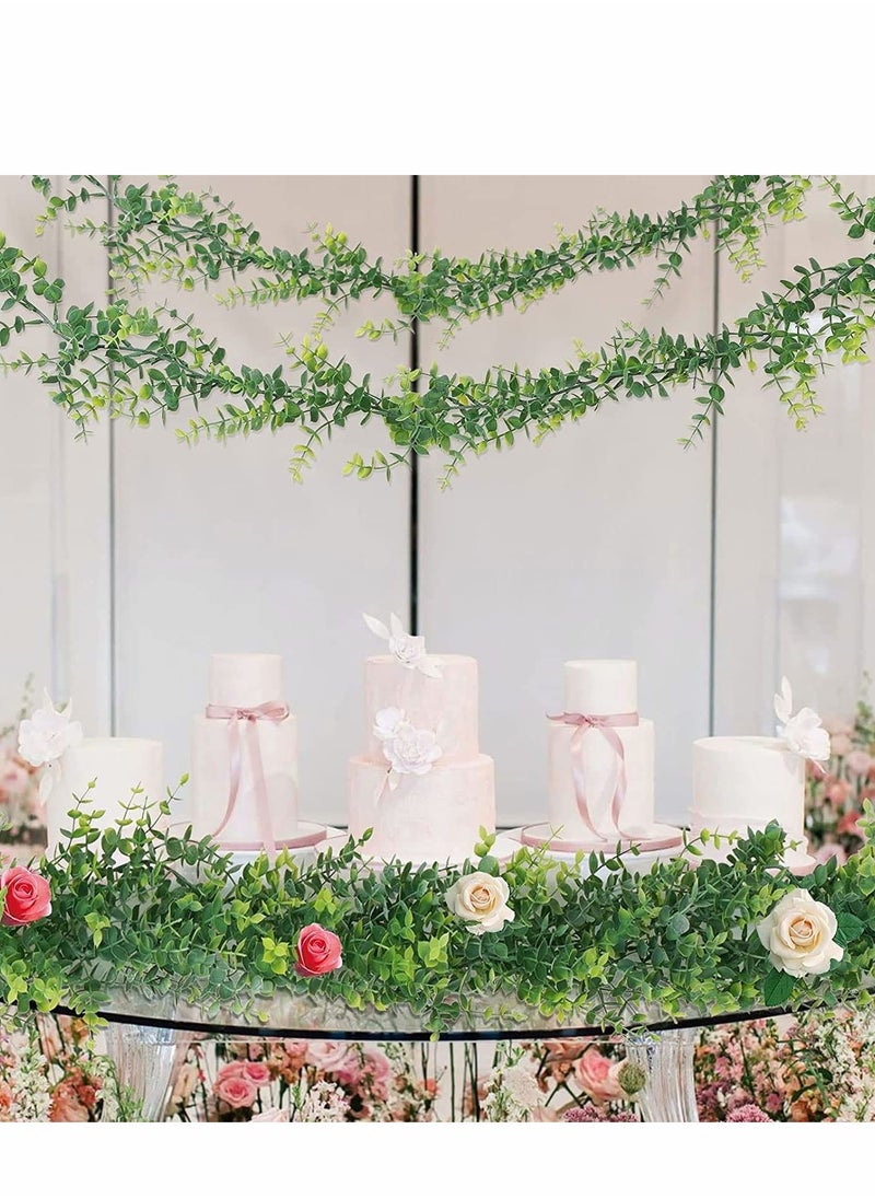 2 Pack Faux Eucalyptus Garland 6Ft/Pack Artificial Vines Greenery UV Protected Indoor Outdoor for Wedding Table Runner Doorways Decoration