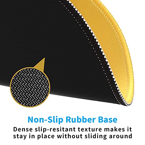 Dapesuom Round Mouse Pad, 8.7 x 8.7 Inch Premium-Textured Washable Non-Slip Rubber Base Cute Small Mouse Mat with Stitched Edge for Men Women Wireless Computer Laptop Gaming Desk Accessories, Yellow - Image 3