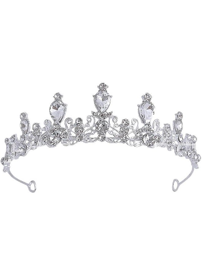 Silver Rhinestone Crown Bride Crown Tiara Princess Rhinestone Crown Accessories Birthday Party Wedding Prom, Silver, Rhinestones - Image 1