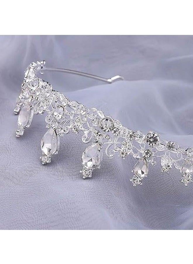 Silver Rhinestone Crown Bride Crown Tiara Princess Rhinestone Crown Accessories Birthday Party Wedding Prom, Silver, Rhinestones - Image 5