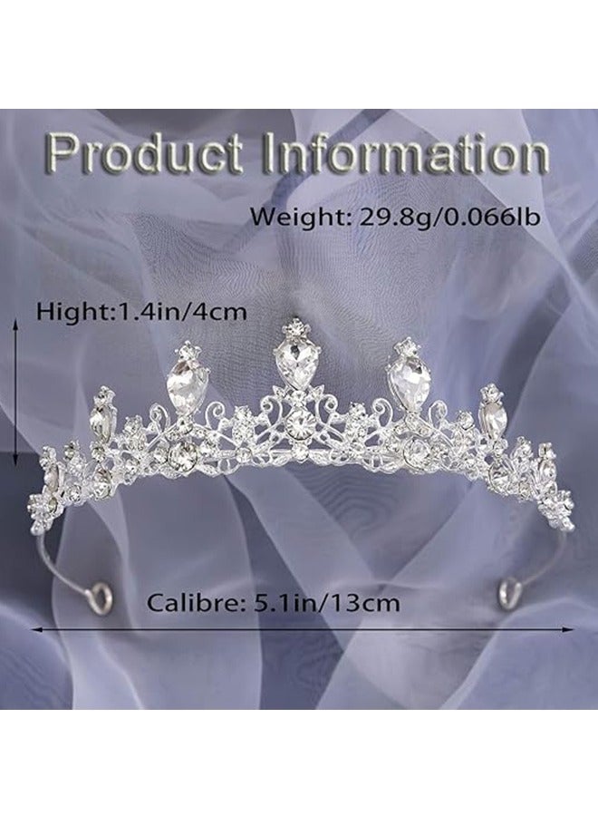 Silver Rhinestone Crown Bride Crown Tiara Princess Rhinestone Crown Accessories Birthday Party Wedding Prom, Silver, Rhinestones - Image 2