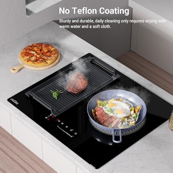 COVERCOOK Griddle Pan 2 HandlesNonstick Griddle With Flat And Ridged Surface For Induction Hob Open Fire Oven Electric Cooktop - Image 3