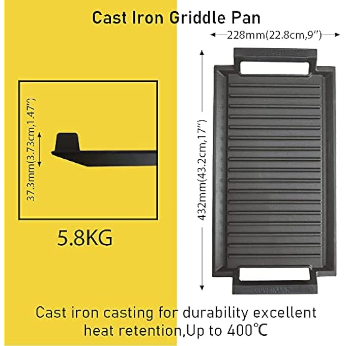 COVERCOOK Griddle Pan 2 HandlesNonstick Griddle With Flat And Ridged Surface For Induction Hob Open Fire Oven Electric Cooktop - Image 4