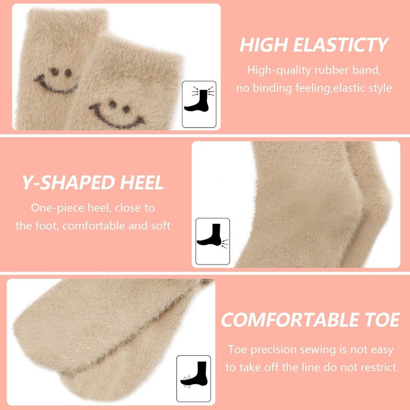 Luckam 5 Pairs Cat Paw Fuzzy Socks for Women - Cozy Winter Fluffy Slipper Socks Gift for Girls & Women, Perfect for Home & Relaxation - Image 3