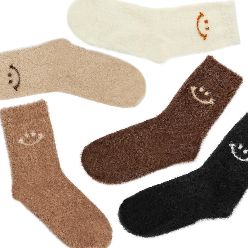 Luckam 5 Pairs Cat Paw Fuzzy Socks for Women - Cozy Winter Fluffy Slipper Socks Gift for Girls & Women, Perfect for Home & Relaxation - Image 4