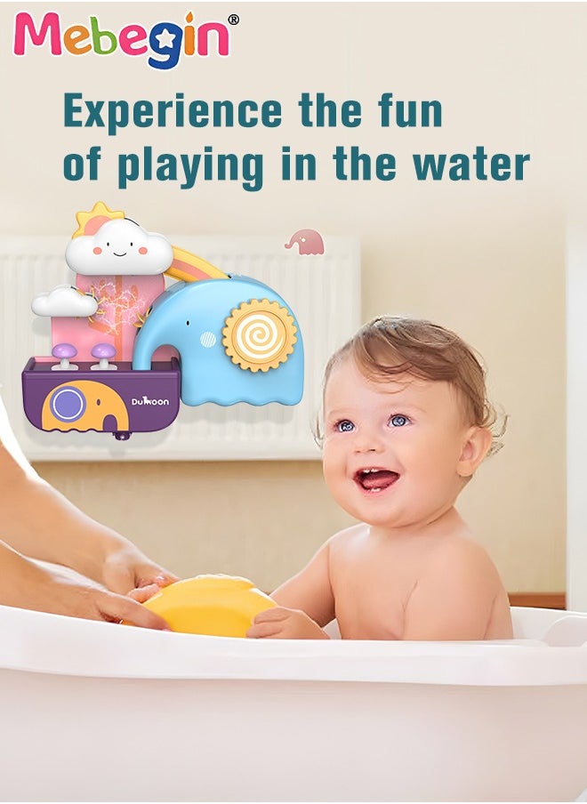 MEBEGIN - Baby Bathtub Toy with Unique Design, Baby Bath Splash Toy with 3 Strong Suction Cups, Fun Elephant Waterfall Set, Waterfall Shower Toys, Made of Skin Friendly ABS Material, Smooth Edge - Image 1