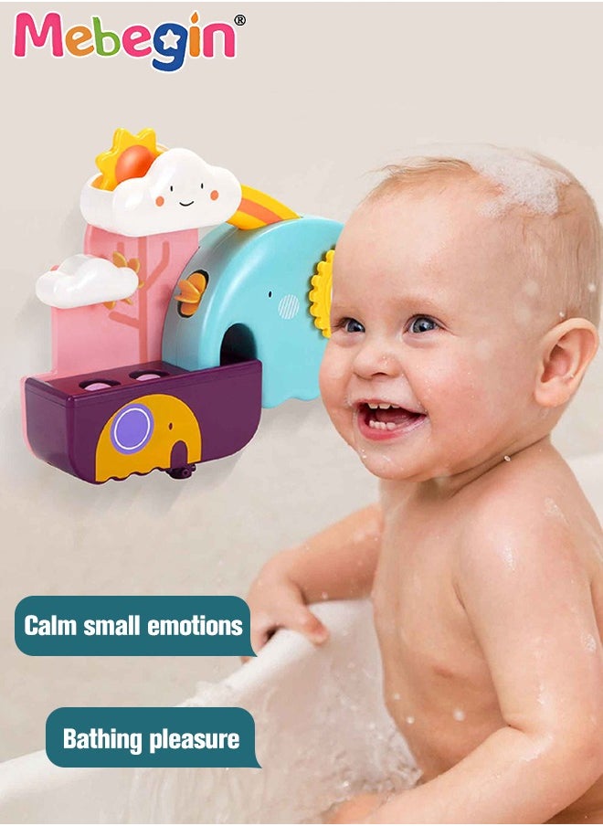 MEBEGIN - Baby Bathtub Toy with Unique Design, Baby Bath Splash Toy with 3 Strong Suction Cups, Fun Elephant Waterfall Set, Waterfall Shower Toys, Made of Skin Friendly ABS Material, Smooth Edge - Image 1