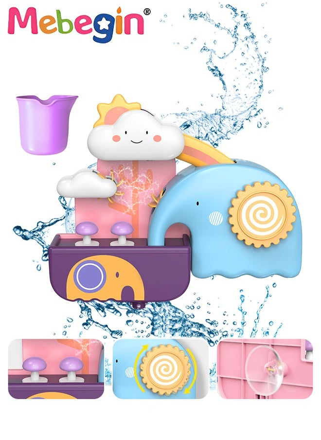 MEBEGIN - Baby Bathtub Toy with Unique Design, Baby Bath Splash Toy with 3 Strong Suction Cups, Fun Elephant Waterfall Set, Waterfall Shower Toys, Made of Skin Friendly ABS Material, Smooth Edge - Image 1