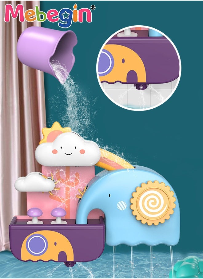 MEBEGIN - Baby Bathtub Toy with Unique Design, Baby Bath Splash Toy with 3 Strong Suction Cups, Fun Elephant Waterfall Set, Waterfall Shower Toys, Made of Skin Friendly ABS Material, Smooth Edge - Image 1