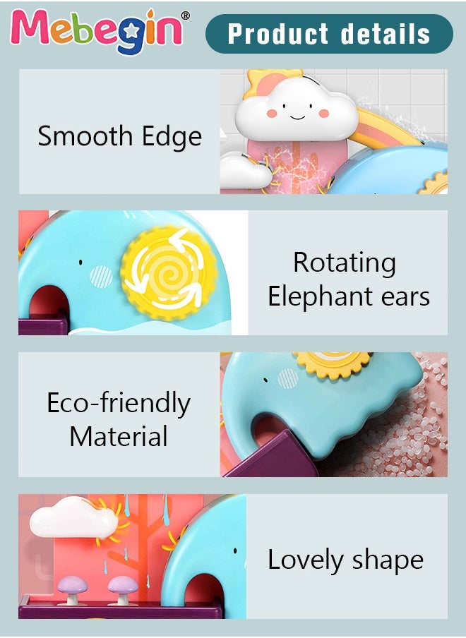MEBEGIN - Baby Bathtub Toy with Unique Design, Baby Bath Splash Toy with 3 Strong Suction Cups, Fun Elephant Waterfall Set, Waterfall Shower Toys, Made of Skin Friendly ABS Material, Smooth Edge - Image 1