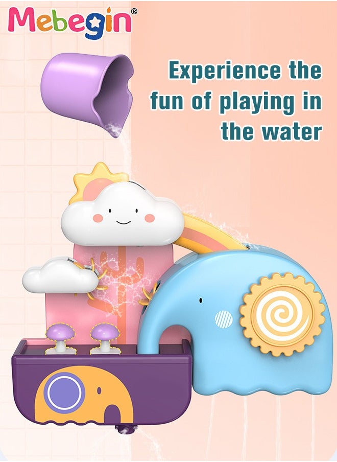 MEBEGIN - Baby Bathtub Toy with Unique Design, Baby Bath Splash Toy with 3 Strong Suction Cups, Fun Elephant Waterfall Set, Waterfall Shower Toys, Made of Skin Friendly ABS Material, Smooth Edge - Image 1