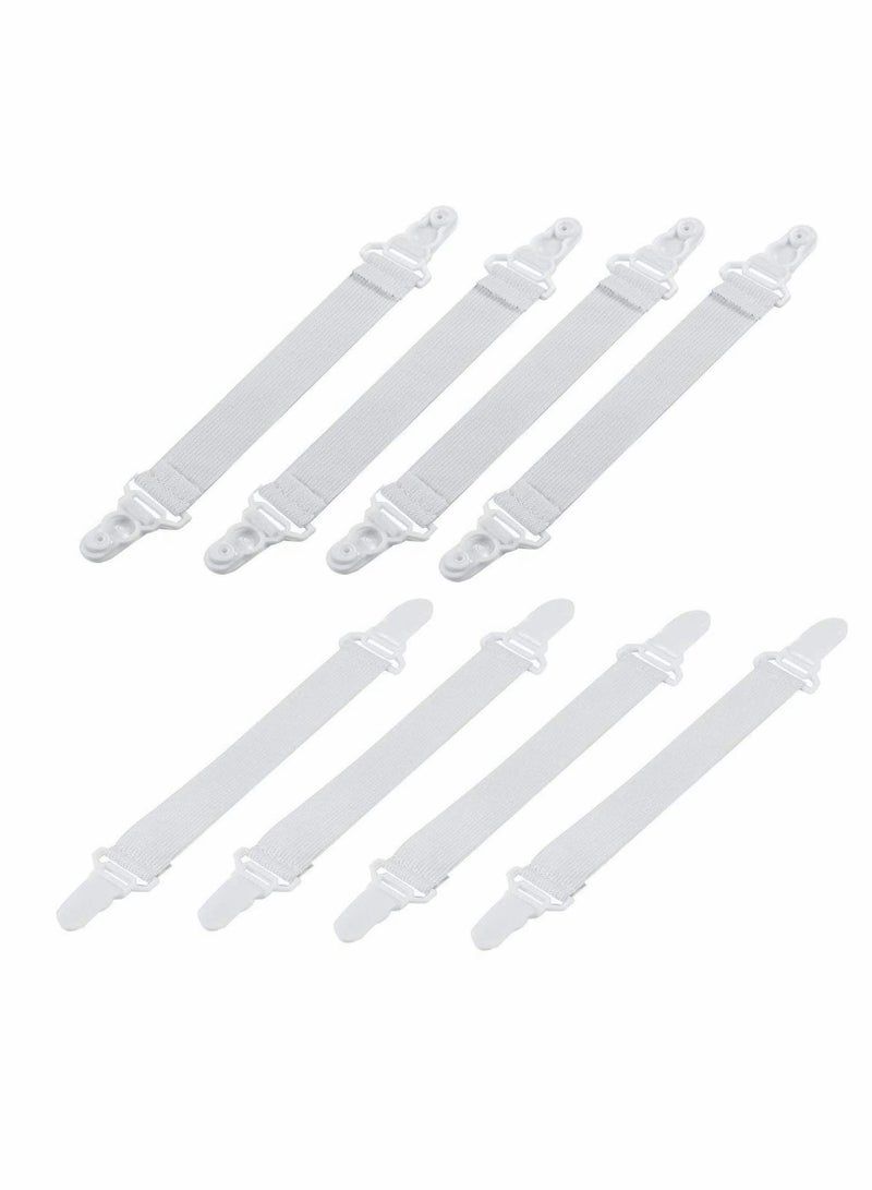Bed Sheet Clip, 8 Pcs Adjustable Straps Sheet Holder Elastic Fasteners Clips  - Image 1