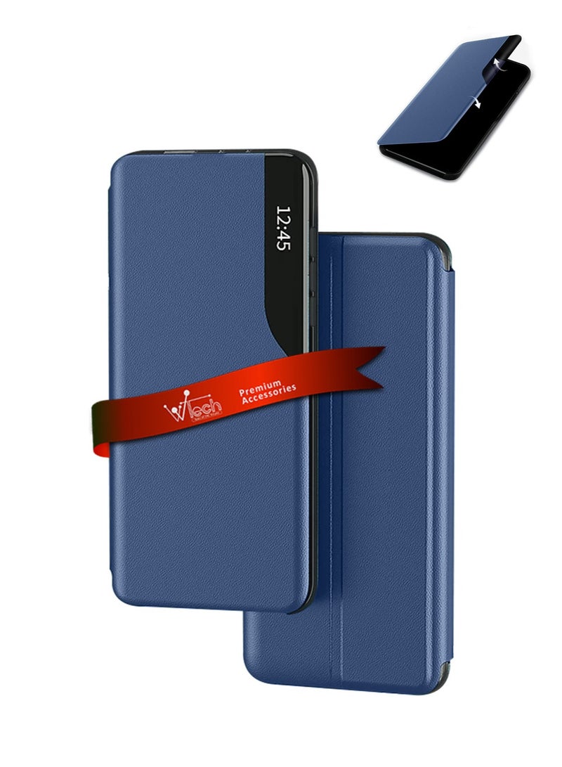 Wtech Smart Mirror Window Flip Phone Case Auto Sleep Wake Cover For Huawei Pura 70 Ultra 5G 2024 Navy Blue - Image 1