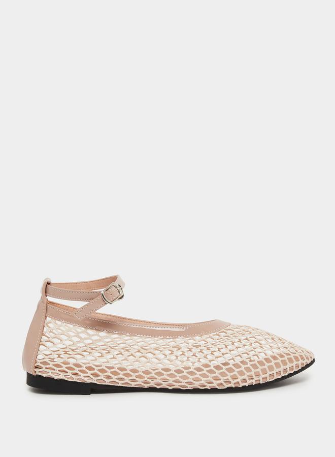 Styli Plain Ankle Strap Net Casual Shoes  - Image 1