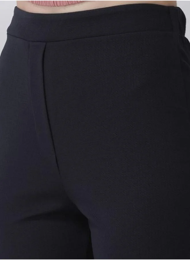 Styli Solid Bootcut Trouser with Front Slit Hem by Styli