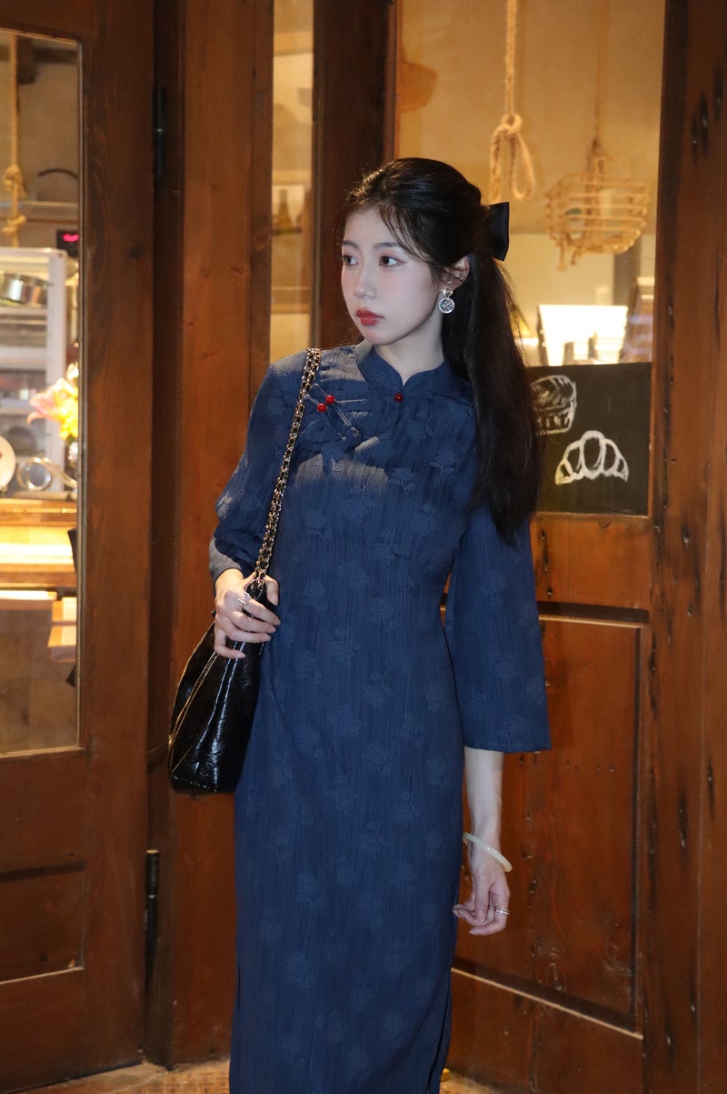 Improved New Chinese Style Flared Sleeve Retro Cheongsam 2025 Autumn New Model Youthful Style Suitable For Daily Wear Republic Of China Style - Image 1
