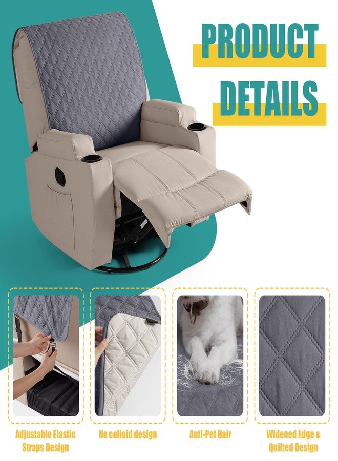 Ruaozz أغطية كراسي استرخاء مقاومة للماء بنسبة 100% من Ruaozz، غطاء مُحسّن لمسند ظهر كرسي الاسترخاء مانع للانزلاق، أغطية قابلة للغسل لكراسي الاسترخاء مع أحزمة، أغطية لمسند رأس كرسي الاسترخاء، رمادي داكن - Image 4