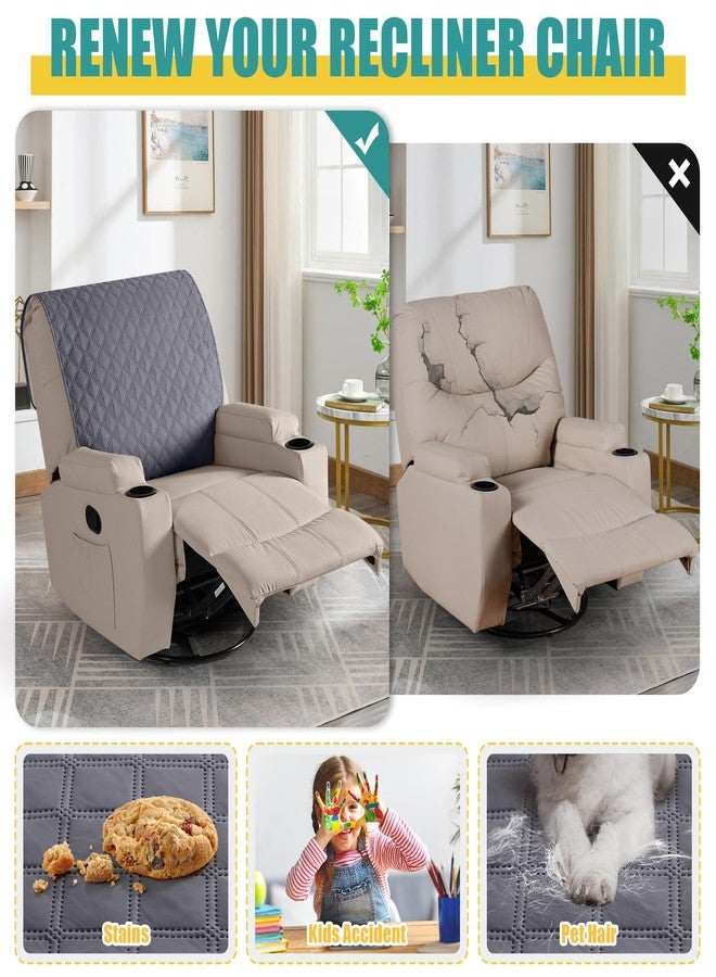 Ruaozz أغطية كراسي استرخاء مقاومة للماء بنسبة 100% من Ruaozz، غطاء مُحسّن لمسند ظهر كرسي الاسترخاء مانع للانزلاق، أغطية قابلة للغسل لكراسي الاسترخاء مع أحزمة، أغطية لمسند رأس كرسي الاسترخاء، رمادي داكن - Image 5