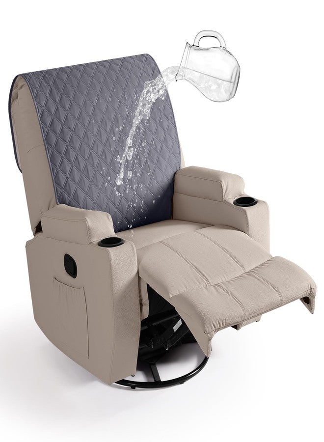 Ruaozz أغطية كراسي استرخاء مقاومة للماء بنسبة 100% من Ruaozz، غطاء مُحسّن لمسند ظهر كرسي الاسترخاء مانع للانزلاق، أغطية قابلة للغسل لكراسي الاسترخاء مع أحزمة، أغطية لمسند رأس كرسي الاسترخاء، رمادي داكن - Image 1