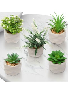 Neobloom Mini Artificial Succulent Plants - Luxury Assorted Small Artificial Plants For Home Decor Indoor With Ceramic Pots Fake Plants Decor For Office Desk Living Room Kitchen Decoration (5)  - Image 1