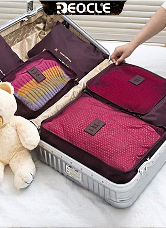 REOCLE 6pcs Clothes Storage Bags Packing Cube Travel Luggage Organizer Pouch Set Travel Multi-functional Clothing Sorting Packages - Image 3