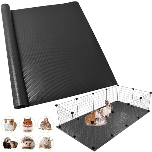 TCYPUHL Washable Guinea Pig Bedding Cage Liner Waterproof Rabbit Bedding Easily Cut to Suit Cage and Reusable Pads for Guinea Pigs Rabbits Hamsters Gerbils and Chinchillas18791pcs Black Mat - Image 1