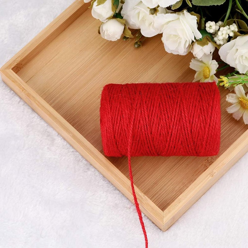 KINGLAKE Natural Jute Twine - 328 Feet, Durable Packing String, Arts & Crafts Gift Twine, Red - Image 5