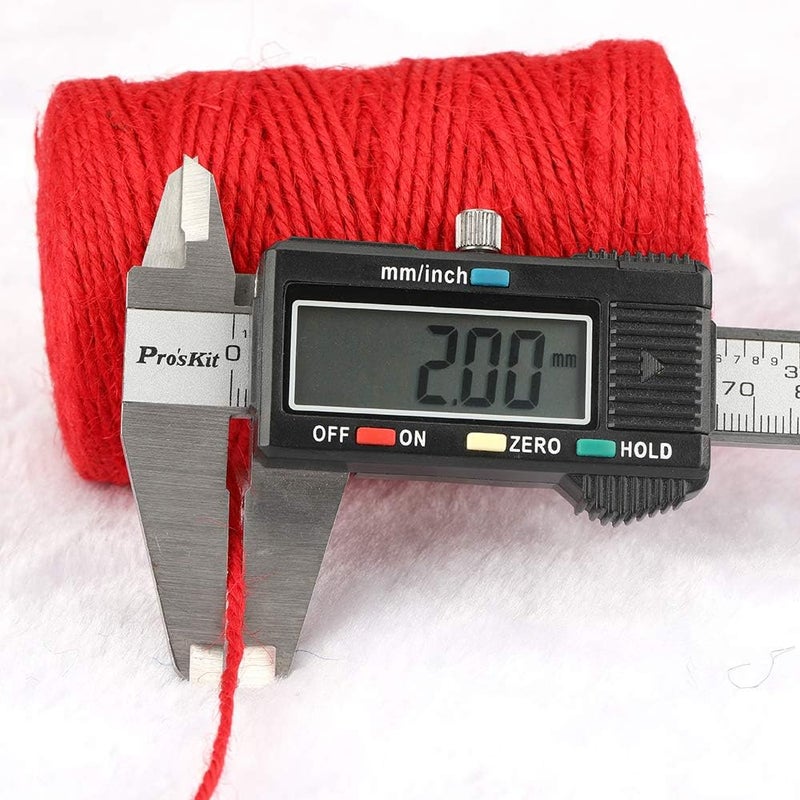 KINGLAKE Natural Jute Twine - 328 Feet, Durable Packing String, Arts & Crafts Gift Twine, Red - Image 2