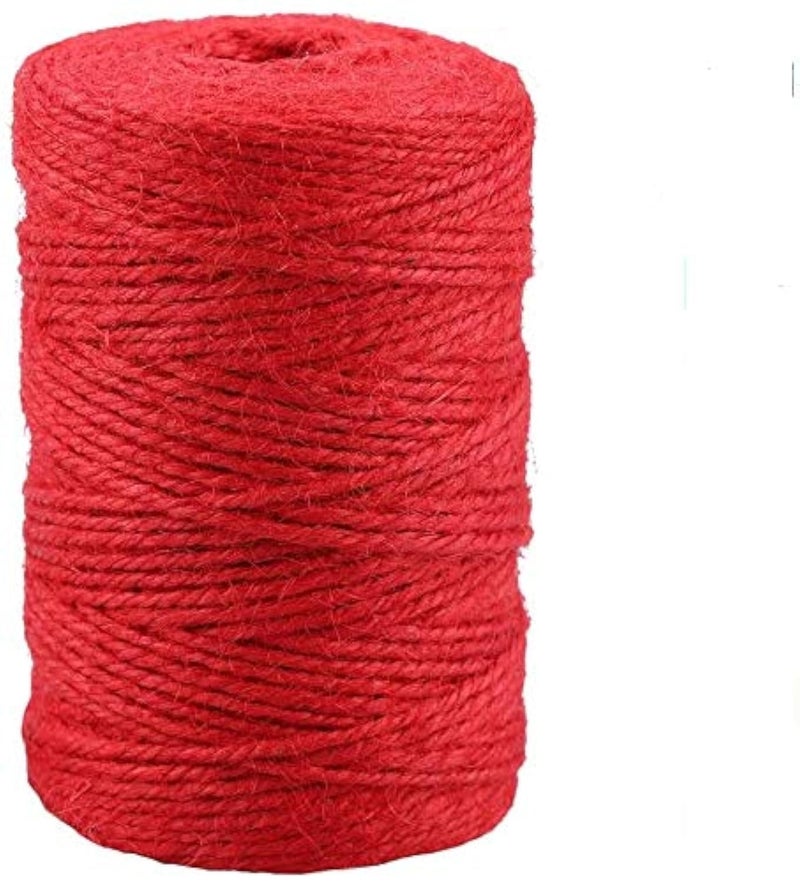 KINGLAKE Natural Jute Twine - 328 Feet, Durable Packing String, Arts & Crafts Gift Twine, Red - Image 1